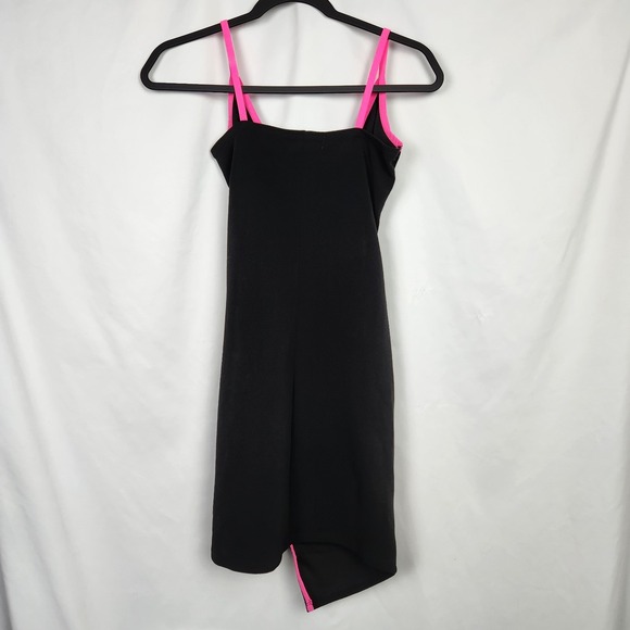 Almost Famous Womens Black Pink Spaghetti Strap Asymmetrical Hem Dress Juniors M - Picture 6 of 7